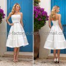 Ivory White Satin Bridal Wedding Dress Strapless Short Evening Prom Gown Sz4 6 8 10 12 14+Custom
