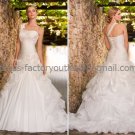 A-line One Shoulder Bridal Wedding Ball Gown Pleated Organza Wedding Dress Sz4 6 8 10 12 14+Custom