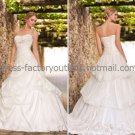 A-line Strapless Bridal Wedding Ball Gown Pleated Organza Lace Wedding Dress Sz4 6 8 10 12 14+Custom