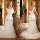 A-line One Shoulder  Bridal Wedding Gown White Ivory Chiffon Wedding Dress Sz4 6 8 10 12 14+Custom