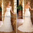 A-line Strapless Bridal Wedding Gown White Ivory Chiffon Wedding Dress Sz4 6 8 10 12 14+Custom