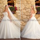 A-line Strapless Bridal Wedding Gown White Jeweled SASH Wedding Dress Sz4 6 8 10 12 14+Custom