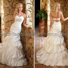 A-line Strapless Bridal Wedding Gown White Ivory SATIN Wedding Dress Sz4 6 8 10 12 14+Custom