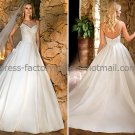 A-line Spaghetti Straps Bridal Wedding Gown White Satin Simple Wedding Dress Sz4 6 8 10 12 14+Custom