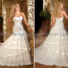 A-line Strapless Bridal Wedding Gown White Organza Satin Band Wedding Dress Sz4 6 8 10 12 14+Custom