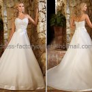 A-line Strapless Bridal Wedding Gown Ivory Organza Lace Wedding Dress Sz4 6 8 10 12 14+Custom