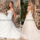 A-line Strapless Bridal Wedding Gown White Ivory Organza Wedding Dress Sz4 6 8 10 12 14+Custom