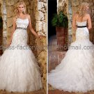 Strapless Wedding Gown Ivory White Embroidery Wedding Dress Balck SASH Sz4 6 8 10 12 14+Custom
