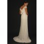 White Lace Applique Empire Waist Bridal Evening DressCap Sleeves Long Manternity Wedding Dress