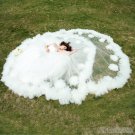 Luxury White Tull Ball Strapless Wedding Dress Jeweled Ruffles Bridal Gown Sz4 6 8 10 12 14+Custom