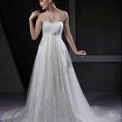 A-line Strapless Empire Bridal Dress Maternity White Lace Wedding Dress Sz 4 6 8 10 12 14+Custom