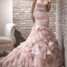Pink Organza Tulle Bridal Wedding Gown Strapless Sweetheart Mermaid Wedding Dress Sz4 6 8 10 12 14+