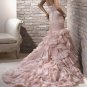 Pink Organza Tulle Bridal Wedding Gown Strapless Sweetheart Mermaid Wedding Dress Sz4 6 8 10 12 14+