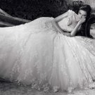 A-line Cap Sleeves Lace Wedding Ball Gown V-neck White Wedding Dress Sz4 6 8 10 12 14+Custom