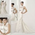 Mermaid Choker-NECK Lace Wedding Gown Ivory White Wedding Dress Sz4 6 8 10 12 14+Custom