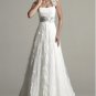 A-line One Shoulder Silver SASH Bridal Dress White Lace Wedding Dress Sz 4 6 8 10 12 14+Custom