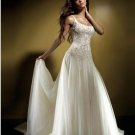 A-line U-Neck Thin Straps Jeweled Bridal Dress Ivory Wedding Dress Sz 4 6 8 10 12 14+Custom
