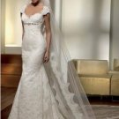 Mermaid Cap Sleeve White Lace Wedding Gown Wedding Dress Sz4 6 8 10 12 14+Custom Free Veil