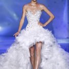 A-line Hi-low Wedding Ball Gown Luxury Jeweled Bodice Tulle Wedding Dress Sz4 6 8 10 12 14+Custom