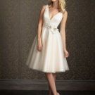 Ivory Champagne White Bridal Wedding Dress V-neck Short Evening Prom Gown Sz4 6 8 10 12 14+Custom
