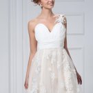Champagne White Lace Bridal Wedding Dress One Strap Short Evening Prom Gown Sz4 6 8 10 12 14+Custom