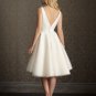 Ivory Champagne White Bridal Wedding Dress V-neck Short Evening Prom Gown Sz4 6 8 10 12 14+Custom