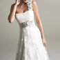 A-line One Shoulder Silver SASH Bridal Dress White Lace Wedding Dress Sz 4 6 8 10 12 14+Custom