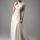 A-line Sexy Cap Sleeve Bridal Dress Champagne Backless Bridal Wedding Gown Sz 4 6 8 10 12 14+