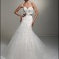 Mermaid Strapless Ivory Alencon Lace Wedding Gown Purple SASH Bridal Dress Sz4 6 8 10 12 14+Custom