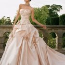 Princess Strapless Ruffled Pink Satin Wedding Ball Gown Bridal Dress Sz4 6 8 10 12 14+Custom