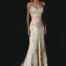 Sheath Strapless Champagne Flowers Lace Wedding Gown Sweetheart Bridal Dress Sz4 6 8 10 12 14+Custom