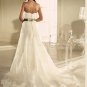 Princess Strapless Ivory Alencon Lace Wedding Gown Green SASH Bridal Dress Sz4 6 8 10 12 14+Custom