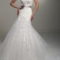 Mermaid Strapless Ivory Alencon Lace Wedding Gown Purple SASH Bridal Dress Sz4 6 8 10 12 14+Custom