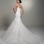 Mermaid Strapless Ivory Alencon Lace Wedding Gown Purple SASH Bridal Dress Sz4 6 8 10 12 14+Custom