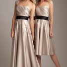 One Shoulder Short Bridesmaid Dress Champagne Bridal Cocktail Dress Sz 4 6 8 10 12+