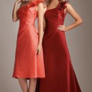 One Shoulder Short Bridesmaid Dress Organza Bridal Cocktail Dress Sz 4 6 8 10 12+