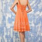 Thin Straps Short Bridesmaid Dress Orange Chiffon Brown Sash Cocktail Dress Sz4 6 8 10 12+