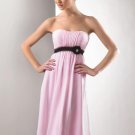 Strapless Short Bridesmaid Dress Pink Chiffon Black Sash Cocktail Dress Sz4 6 8 10 12 14+