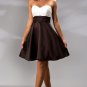 Strapless Short Bridesmaid Dress White Coffee Satin Cocktail Dress Sz4 6 8 10 12 14+