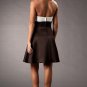 Strapless Short Bridesmaid Dress White Coffee Satin Cocktail Dress Sz4 6 8 10 12 14+