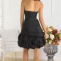 Strapless Short Bridesmaid Dress Black Taffeta Cocktail Dress Sz4 6 8 10 12 14+