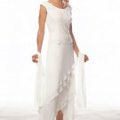A-line White Chiffon Short Wedding Evening Dress Lace Mother of the Bride Dress Sz 4 6 8 10 12+