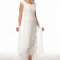 A-line White Chiffon Short Wedding Evening Dress Lace Mother of the Bride Dress Sz 4 6 8 10 12+