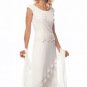 A-line White Chiffon Short Wedding Evening Dress Lace Mother of the Bride Dress Sz 4 6 8 10 12+