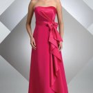 Strapless Long Bridesmaid Dress Red Satin A-line Prom Evening Dress Sz6 8 10 12 14+Custom