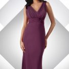 Sexy V-neck Long Bridesmaid Dress Purple A-line Prom Evening Dress Sz6 8 10 12 14+