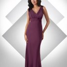 V-neck Long Bridesmaid Dress Purple Chiffon A-line Prom Evening Dress Sz6 8 10 12 14+Custom