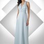 Halter Long Bridesmaid Dress Light Blue Chiffon Custom A-line Prom Evening Dress Sz4 6 8 10 12+