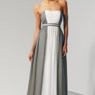 Strapless Long Bridesmaid Dress Sliver White A-line Prom Evening Dress Sz4 6 8 10 12+