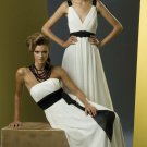 Strapless Long Bridesmaid Dress Black White A-line Prom Evening Dress Sz4 6 8 10 12+